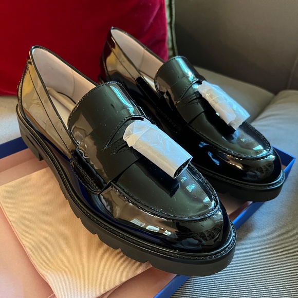Stuart Weitzman Adrina Black Patent Leather Loafers 9.5 B - Picture 4 of 12
